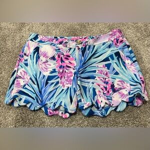Lilly Pulitzer Buttercup Knit Shorts Mr Peacock Tweethearts Pink Blue Size: 00